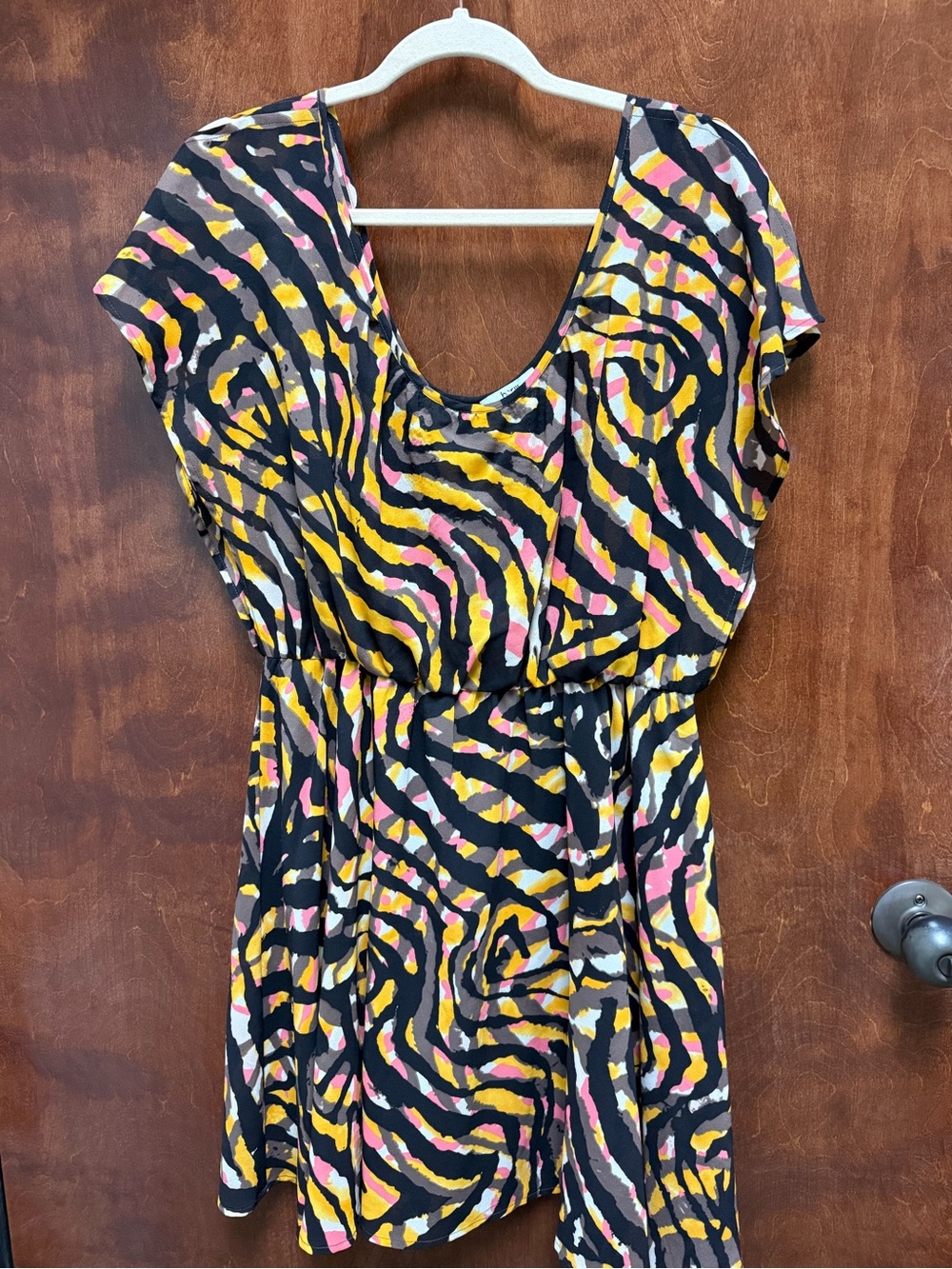 Bar III Black Multicolor Zebra Print Short Dress - size XL